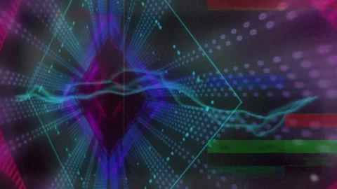 Animation of blue electric current over moving green, red and purple lights 스톡 동영상 165130094