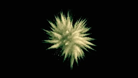 Animation of a blue explosion of a powder. Stock Footage 89772091