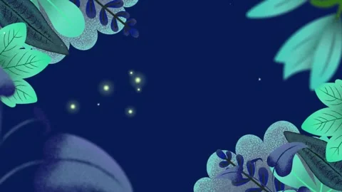 Animation of blue flowers over light spots on blue background Stock Footage 328595472