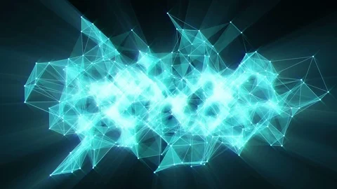 Animation of blue glowing plexus network transforming to neon text "Bitcoin" Stock Footage 103115588