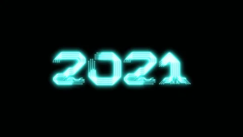 Animation of blue glowing text 2021 as circuit board style Stock Footage 104318696