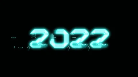 Animation of blue glowing text 2022 as circuit board style Stock Footage 104319023
