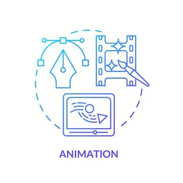Animation blue gradient concept icon Stock Illustration