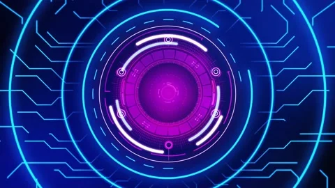 Animation blue HUD digital frame with red light and space. Stock Footage 213444124