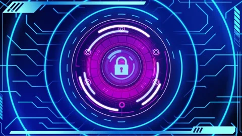Animation blue HUD digital frame with red light and spac. Stock Footage 213444365