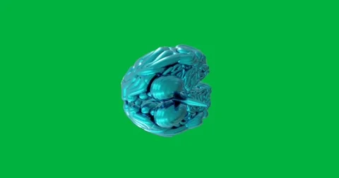 Animation of blue human brain spinning on transparent background Video stock 317925518