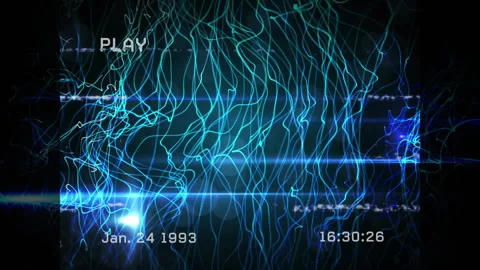 Animation with blue light patterns and digital lines featuring PLAY and date Stock Footage 304203226