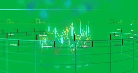 Animation of blue light spots and 3d grid chart processing data on transparent Stock Footage 317925916