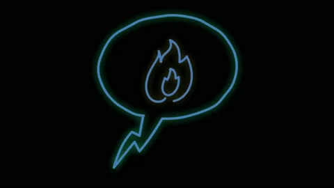 Animation blue neon light fire shape isolate. Stock Footage 172919368
