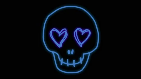 Animation blue neon light skull shape isolate. Stock Footage 172918918