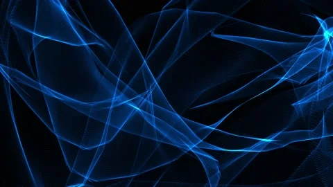 Animation blue neon wave on a black background. Stock Footage 201701289