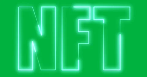 Animation of blue nft text on transparent background Video stock 318379387