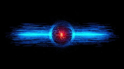 Animation of blue outgoing streams from a data node with bright red lights. Stock-Footage 302156667