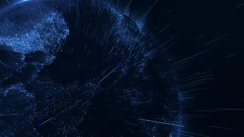 Animation of blue particle globe, big data technology, communications concept. Stock Footage 126714205