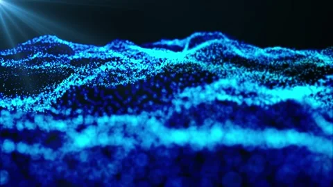 Animation of a blue particle wave. A high-tech background Stock Footage 319291226