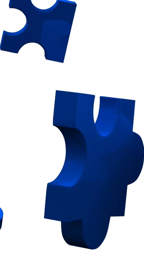 Animation of blue pieces of puzzle falling on white background Stock Footage 344284971