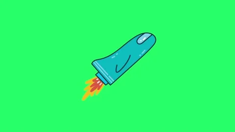 Animation blue rocket on green screen. Stock Footage 238975688