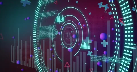 Animation of blue scope and 3d shapes ov... | Stock Video | Pond5