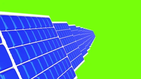 Animation with blue Solar panels tilted towards the sun on a green screen. Stock Footage 266582586