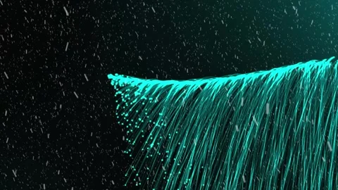 Animation of blue spots and light trails and binary coding over blue grid Stock Footage 327064344