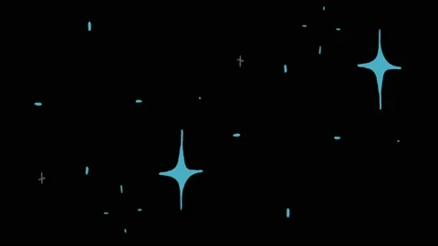 Animation blue stars shape sparkles isolate on black background. Stock Footage 166335578