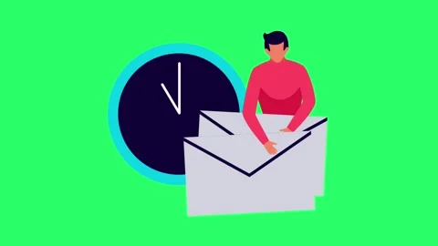 Animation blue watch Infographic icon on green background. Stock Footage 255349191