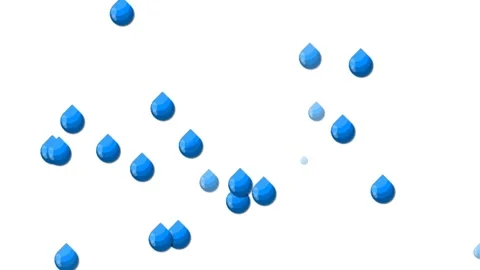 Animation of blue water falling on a white background frame Stock Footage 263688852