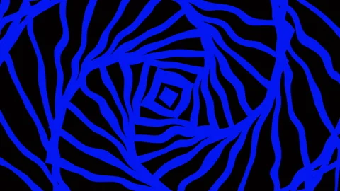 Animation blue wavy lines spiral patterns black background abstract digital art. Stockbeeldmateriaal 337026305