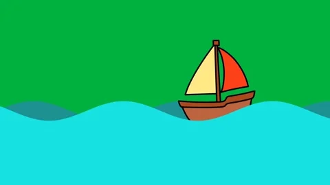 Animation of a boat sailing through the waves Stock Footage 317943207