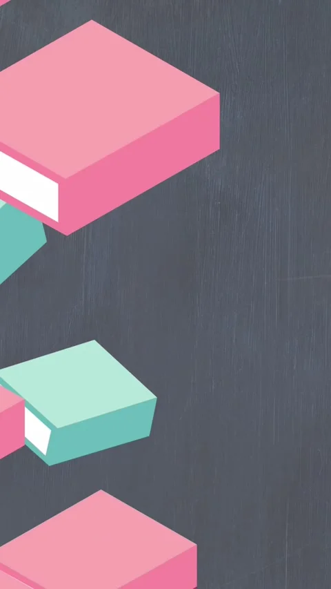 Animation of book digital icons over crayons and blackboard Stock Footage 342097545