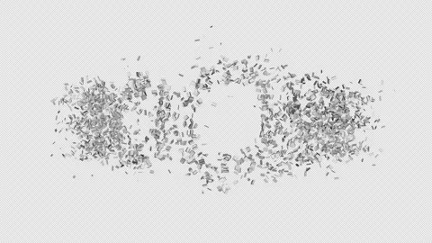 Animation of Boom text shattering into pieces Stock Footage 335260689