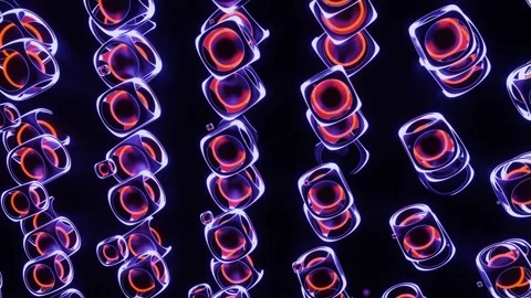 Animation of bouncing balls in a cube with an abstract neon glow. 스톡 동영상 159325960