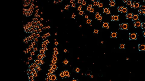 Animation of bouncing balls in a cube with an abstract neon glow. Video stock 159522134