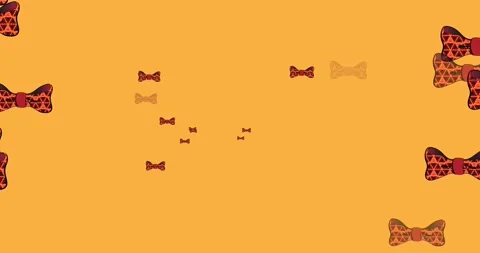 Animation of bow ties floating over yellow background Stock Footage 328093969