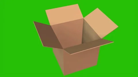 Animation of a box on a green background. 3D rendering. Stock Footage 166776034