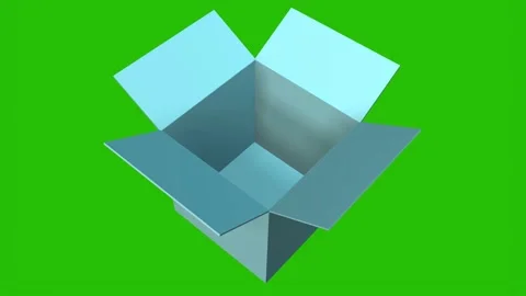 Animation of a box on a green background. 3D rendering. Stock Footage 166776116