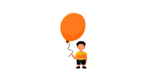 Animation of a boy holding balloon Vídeo Stock 335189545