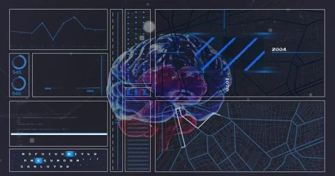 Animation of brain and data processing o... | Stock Video | Pond5