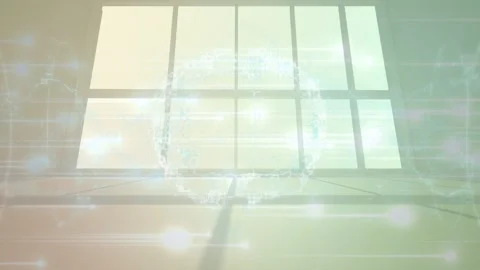 Animation of brain and diverse data over window Stock Footage 328829613