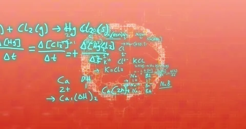 Animation of brain and mathematical data processing over orange background Stock Footage 243657723