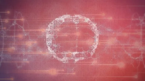 Animation of brain and waves on red background Stock Footage 327956079