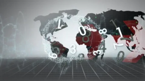 Animation of brain and world map on white background Stock Footage 172268305
