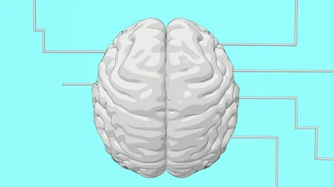 Animation of a brain on a blue background with neural networks. Stock Footage 263825940