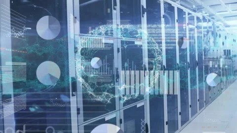 Animation of brain, data processing over computer servers Stock Footage 315644905