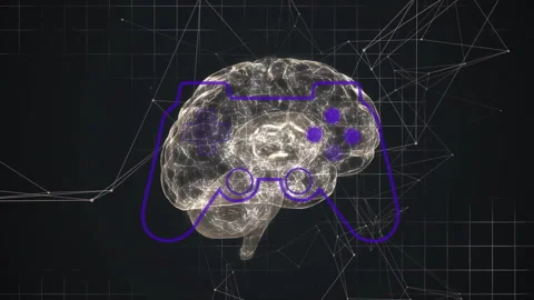 Animation of brain with game controller ... | Stock Video | Pond5