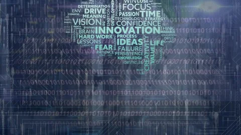 Animation of brain made of texts, lights and binary code Stock Footage 326878704