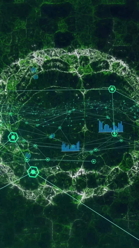 Animation of brain over data processing Stock Footage 344745421