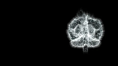 Animation of brain rotating on black space with light rays comming from all Stock Footage 121795823