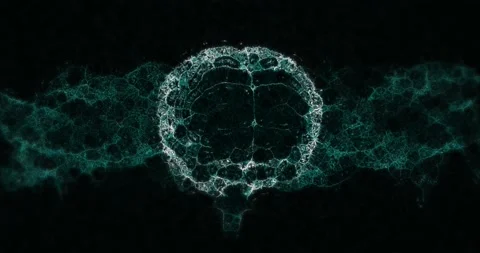 Animation of brain rotating over black background with waves Stock Footage 220372079
