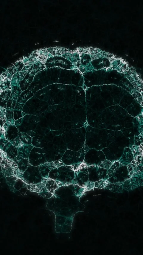 Animation of brain rotating over black background with waves Stock Footage 343738379
